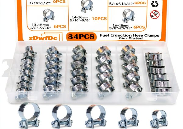 Hose Clamp Kit zDwfDc 34PCS Zinc Plated Steel Classic Design-0