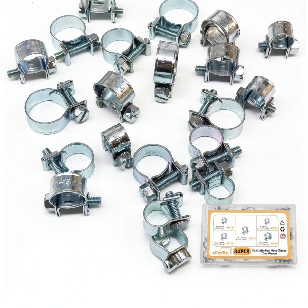 Hose Clamp Kit zDwfDc 34PCS Zinc Plated Steel Classic Design-4