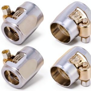 X AUTOHAUX Hose Finisher Clamp AN6 Silver Tone 4‑Piece Set-0