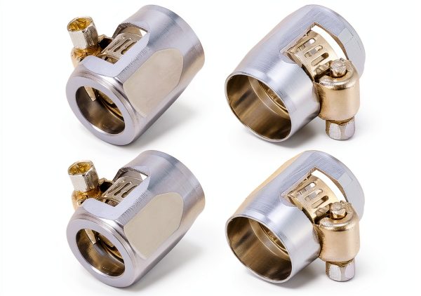 X AUTOHAUX Hose Finisher Clamp AN6 Silver Tone 4‑Piece Set-0