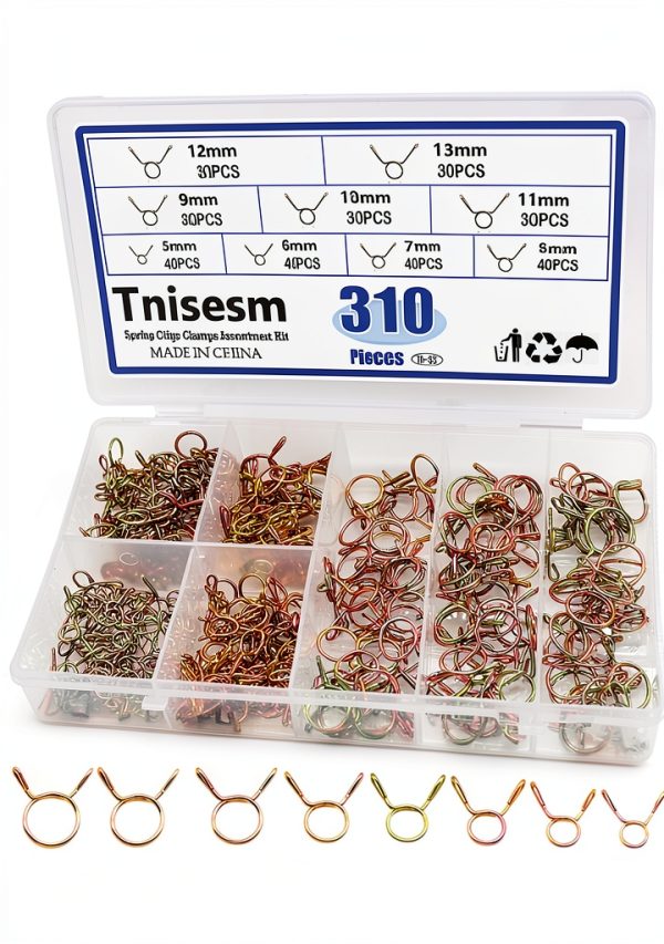 Fuel Hose Clamps Tnisesm 310pcs Classic Steel Zinc Set 9 Sizes-0