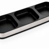DEAYOU 3 Pack Glass Seasoning Box with Tray, Clear Condiment Canister with 18/10 Stainless Steel Lid and Spoon, Kitchen Spice Pot with Base, Salt Pepper Sugar Storage Container Jar Cruet for Desk-2