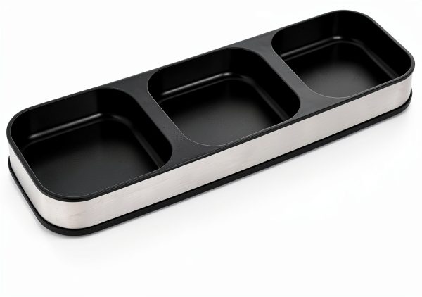 DEAYOU 3 Pack Glass Seasoning Box with Tray, Clear Condiment Canister with 18/10 Stainless Steel Lid and Spoon, Kitchen Spice Pot with Base, Salt Pepper Sugar Storage Container Jar Cruet for Desk-2
