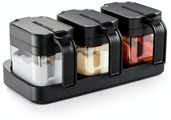 Mlici Glass Seasoning Containers with Lid and Spoon, Set of 3 Wall-0