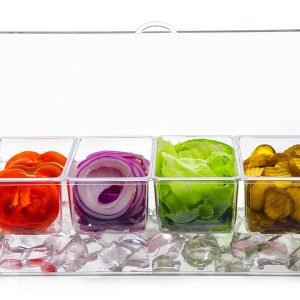 Oaklyn Large Clear Condiment Server Organizer with Ice and Containers-0