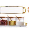 Glass Seasoning Containers Pot with Lids and Spoons Set of 3 Clear Spice Storage Jar and Containers with Display Tray for Home Kitchen Cafe, salt, sugar, pepper, spice Elegant and Durable-2