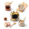 Baderke 3 Pcs Hot Cocoa Bar Supplies Spice Jars with Spoon Condiment Jars, 10 oz Glass Seasoning Containers with Spoon Lid Base Clear Seasoning Box Adorable Condiment Pots for Sugar Pepper Cruet-3