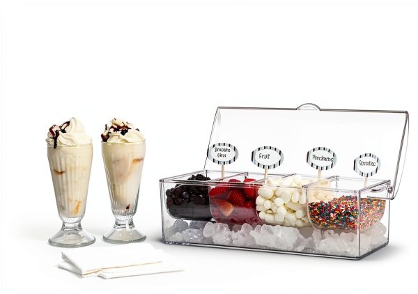 Oaklyn Large Clear Condiment Server Organizer with Ice and Containers-4